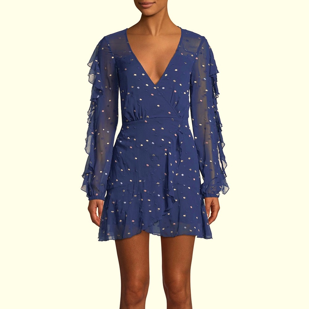 La Maison Talulah Mini Dress Navy Polka Dot S